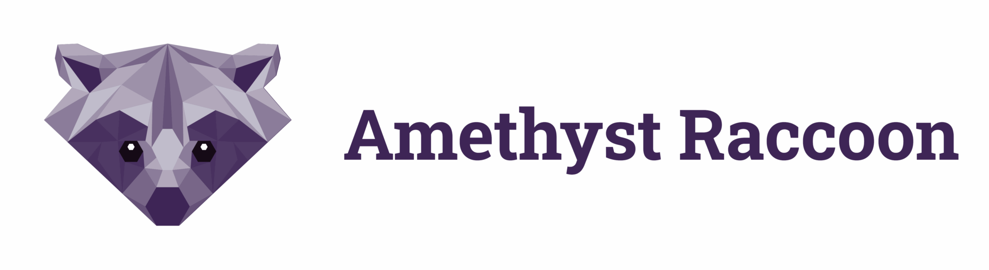 Amethyst Raccoon Logos Wide AR no tagline purple on white 4584x1251 1 2000x546